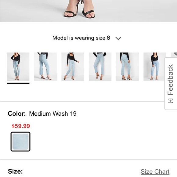 NWT Express High Waisted Light Wash Straight Ankle Jeans - Picture 2 of 5